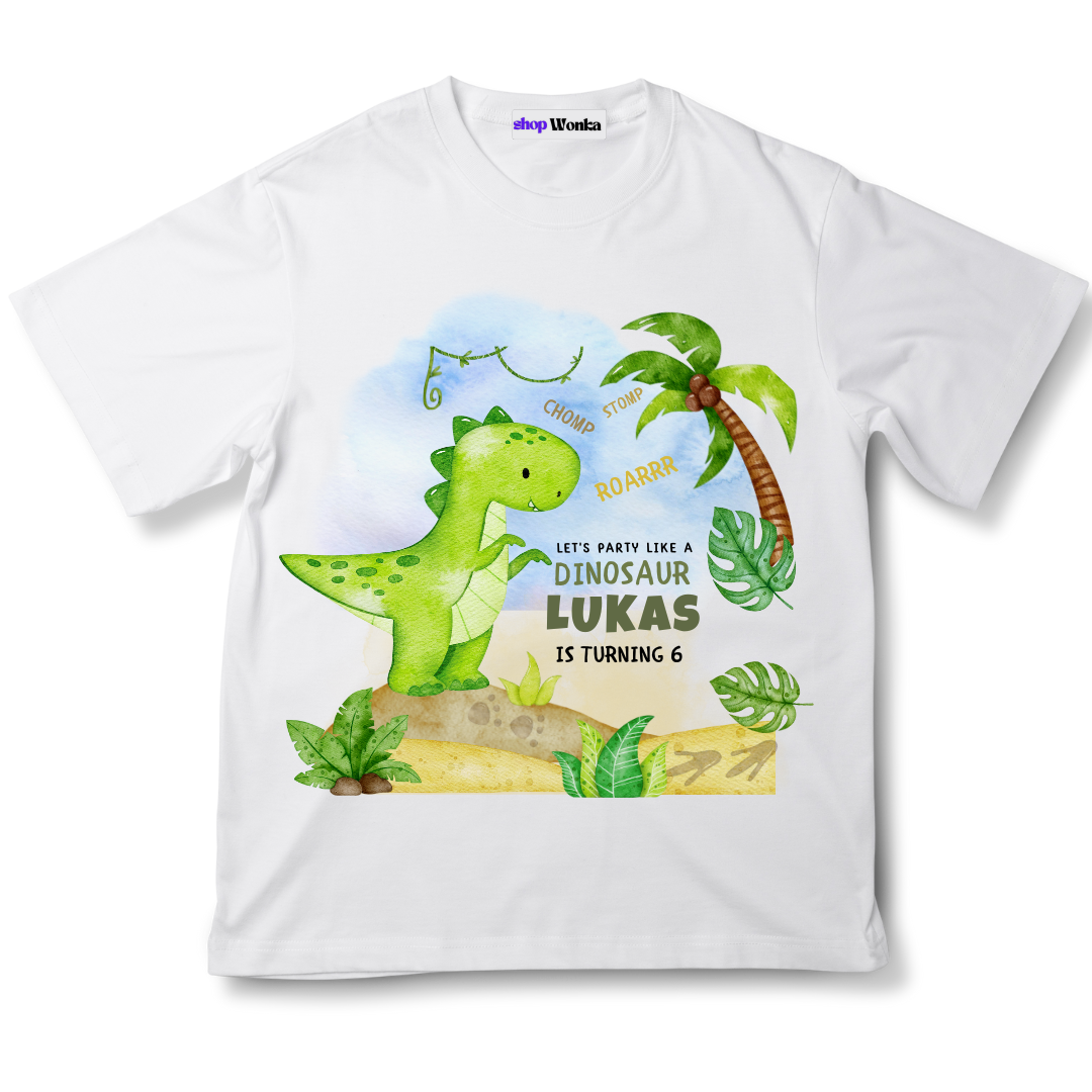 Customisable Birthday T-shirt - Dinosaur Themed