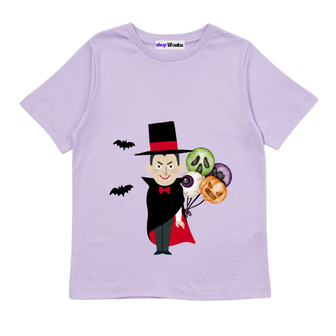 Dracula & Balloons - Halloween Kids Customisable T-shirt