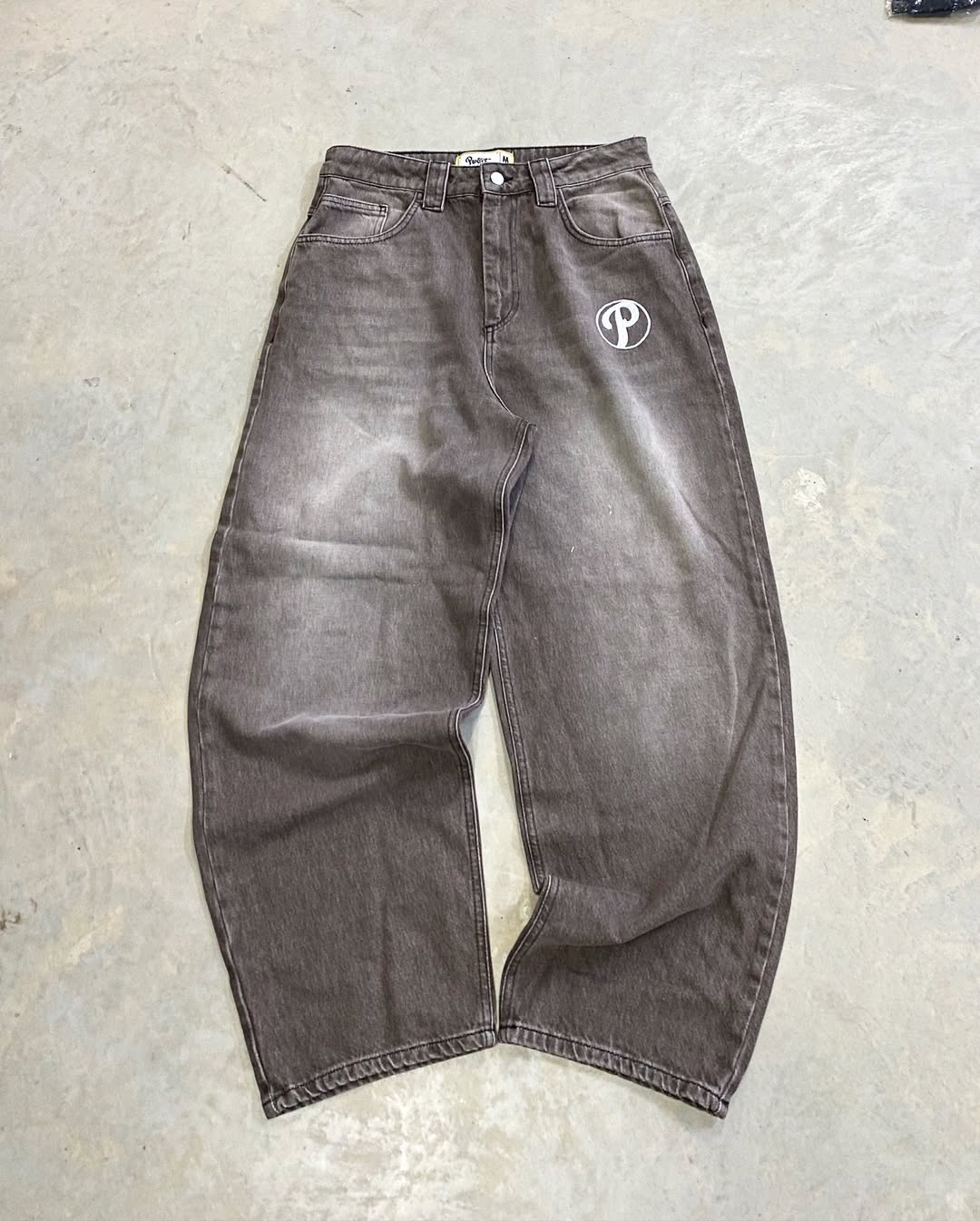 Protect Ldn - Washed Brown Embroidered Jeans