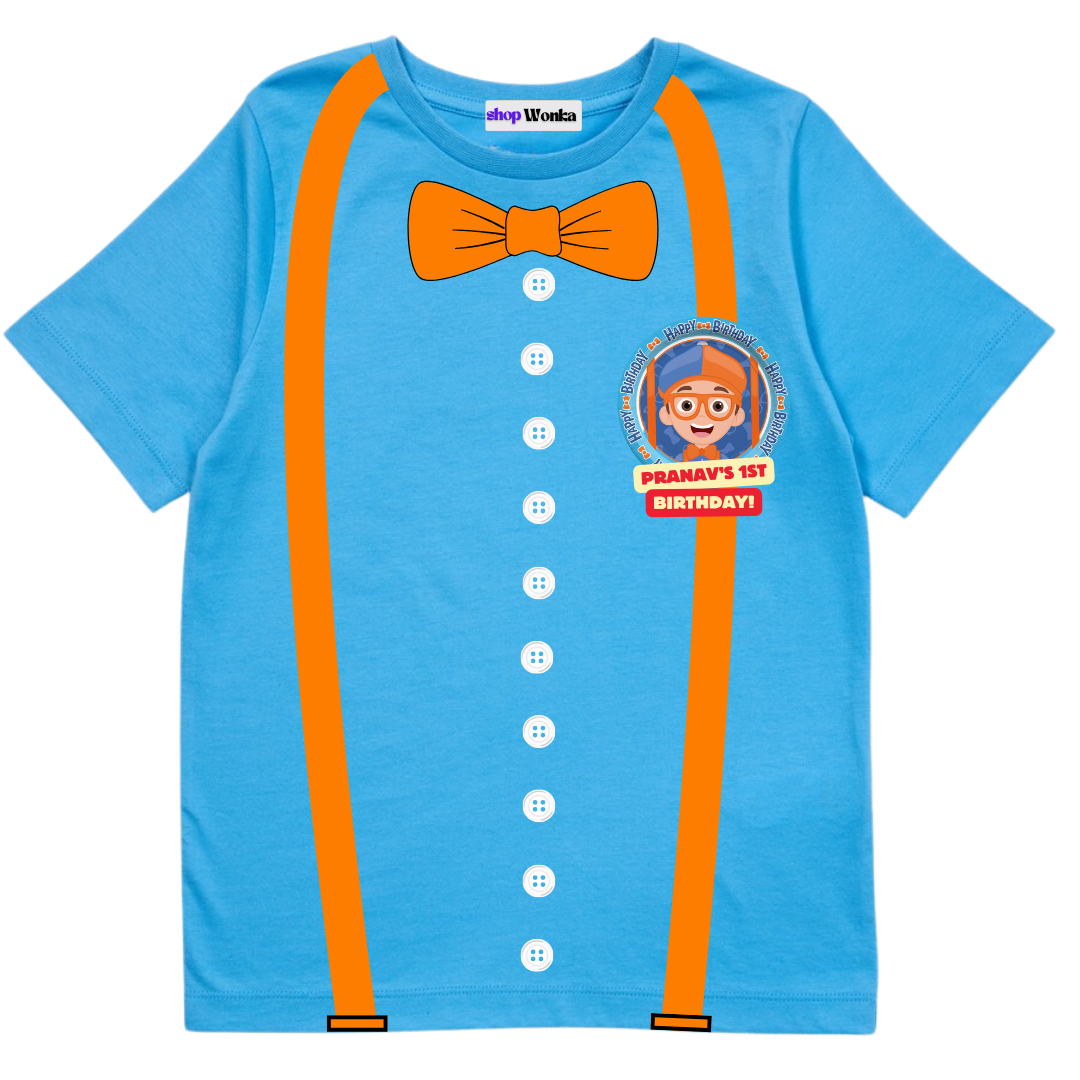 Blippi Kids T-shirt, 100% cotton, customisable t-shirt for kids