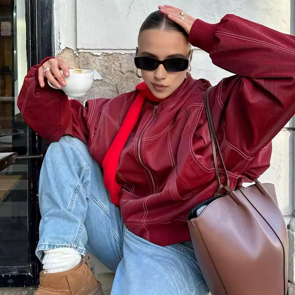 Cherie Lapel Faux Leather Jacket