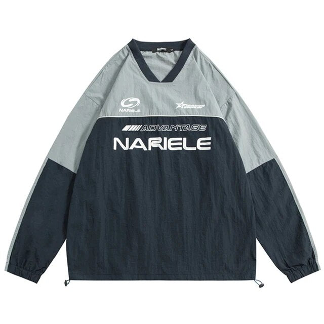 "NARIELE" Racing V-Neck Track Sweatshirt