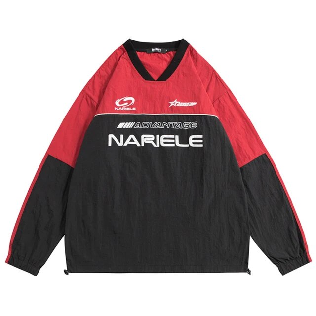 "NARIELE" Racing V-Neck Track Sweatshirt