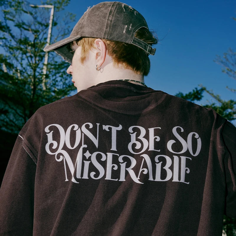 "Miserable" - Graffiti Printed Loose Fit T-shirt