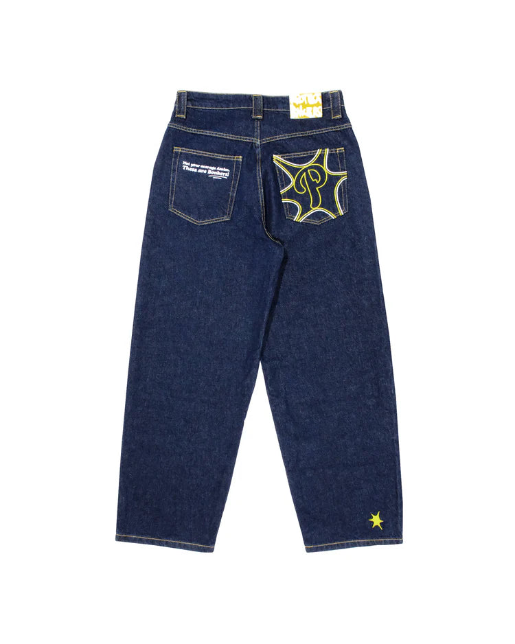 Protect Ldn - Indigo Blue Embroidered Jeans