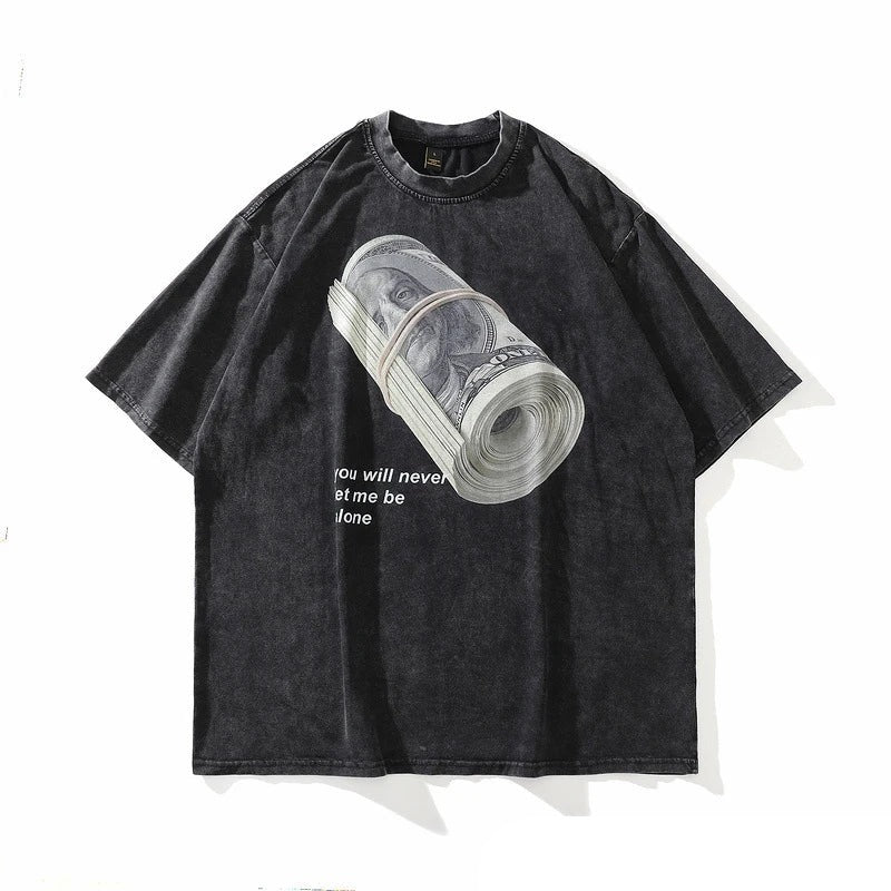 MONEY GINGER - Distressed Acid Wash T-shirt, oversized tshirt, summer men's tshirt