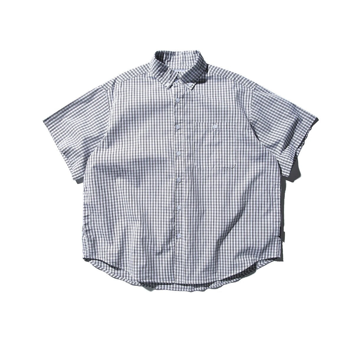 Monochrome Checkered Loose Fit Half Shirt