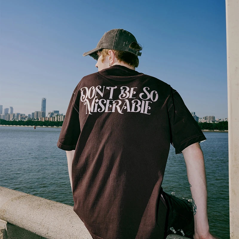 "Miserable" - Graffiti Printed Loose Fit T-shirt, oversized tshirt, summer men's tshirt