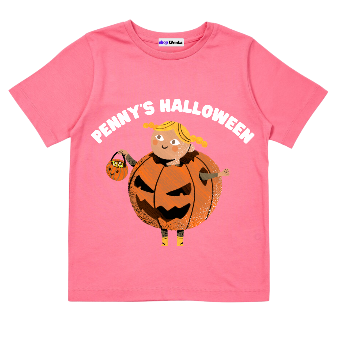 Halloween Customisable t-shirt for kids, 100% cotton, pumpkin, trick or treat