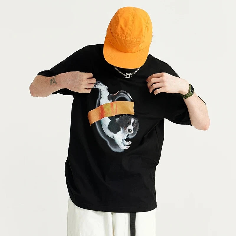 "Pup on Loose" - Loose Fit T-shirt, summer men's tshirt, graphic tshirt
