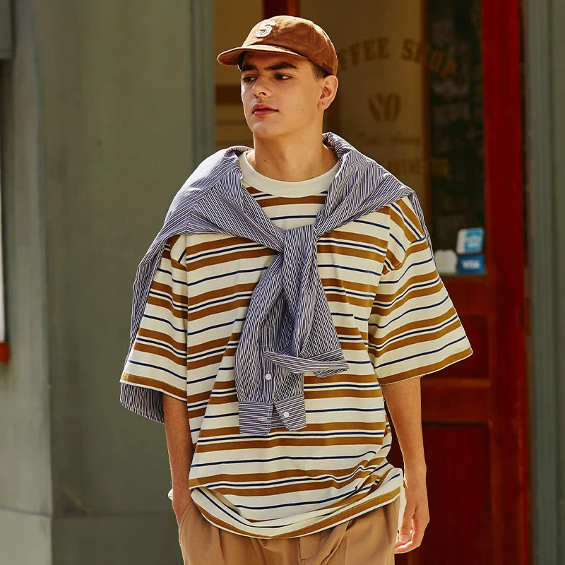 Heavyweight Striped Over-sized T-shirt