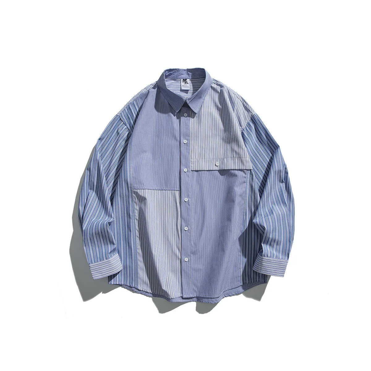 Striped Patchworks - Casual Button Up Shirt