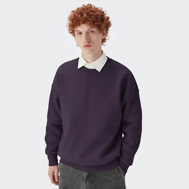 Fleece Lined Basic Crewneck Pullover