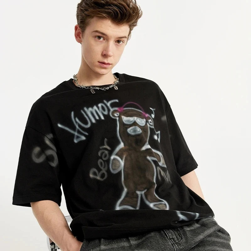 "Bear" - Custom Sprayed-Graffiti Printed T-shirt