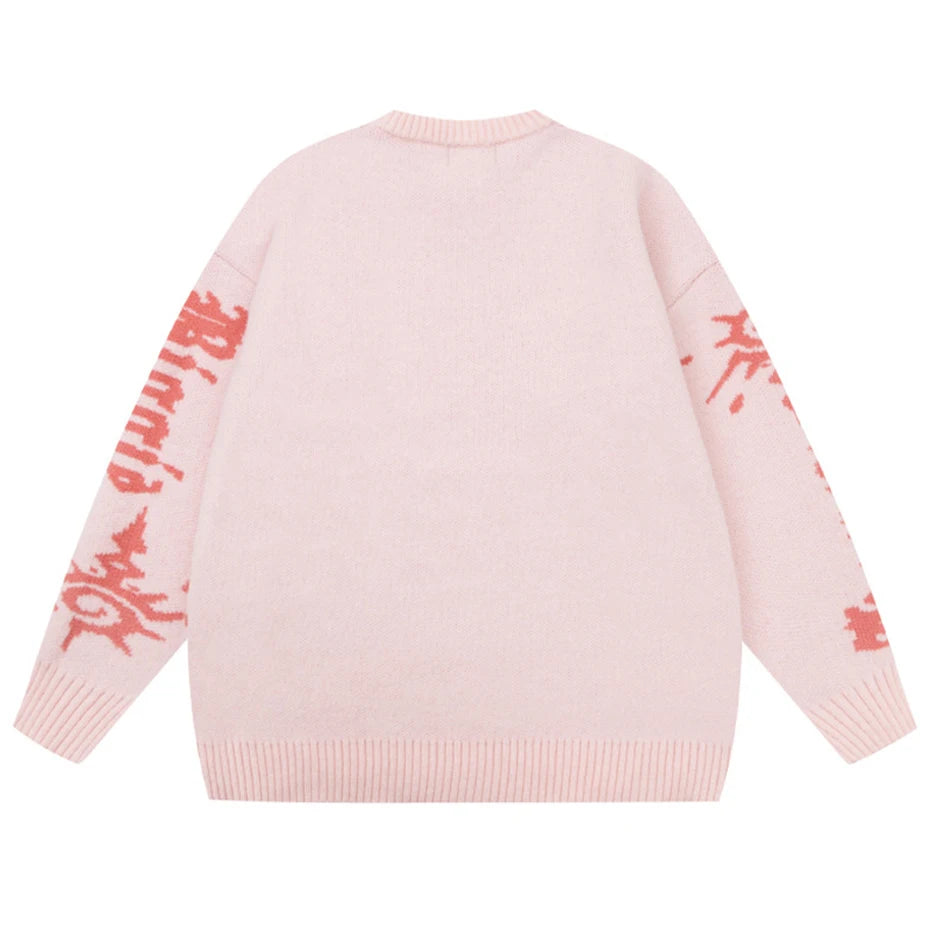 Harajuku Graphic Oversized Knitted Pullover