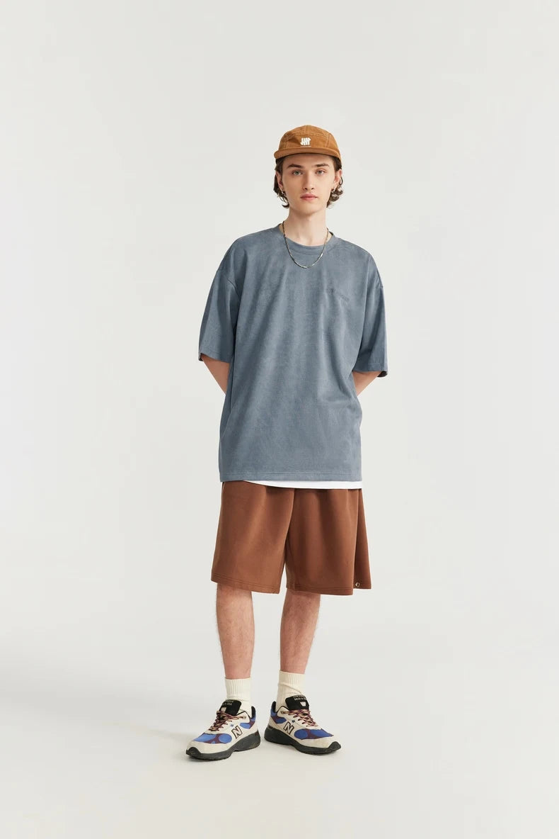 "Yourself" - Suede Embroided Oversized T-shirt