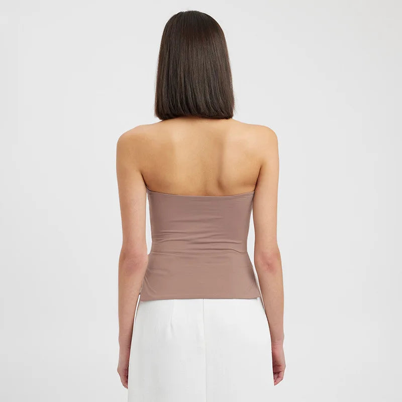 Side-Slit Backless Halter Top