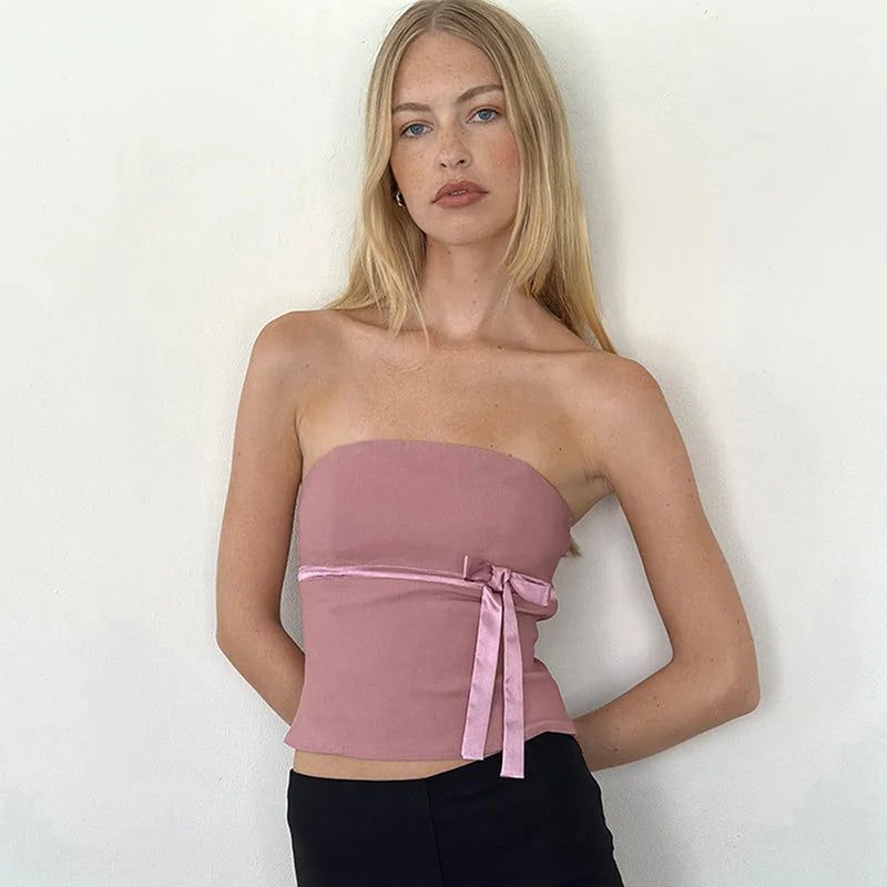 Ribbon Bow Tie Coquette Top