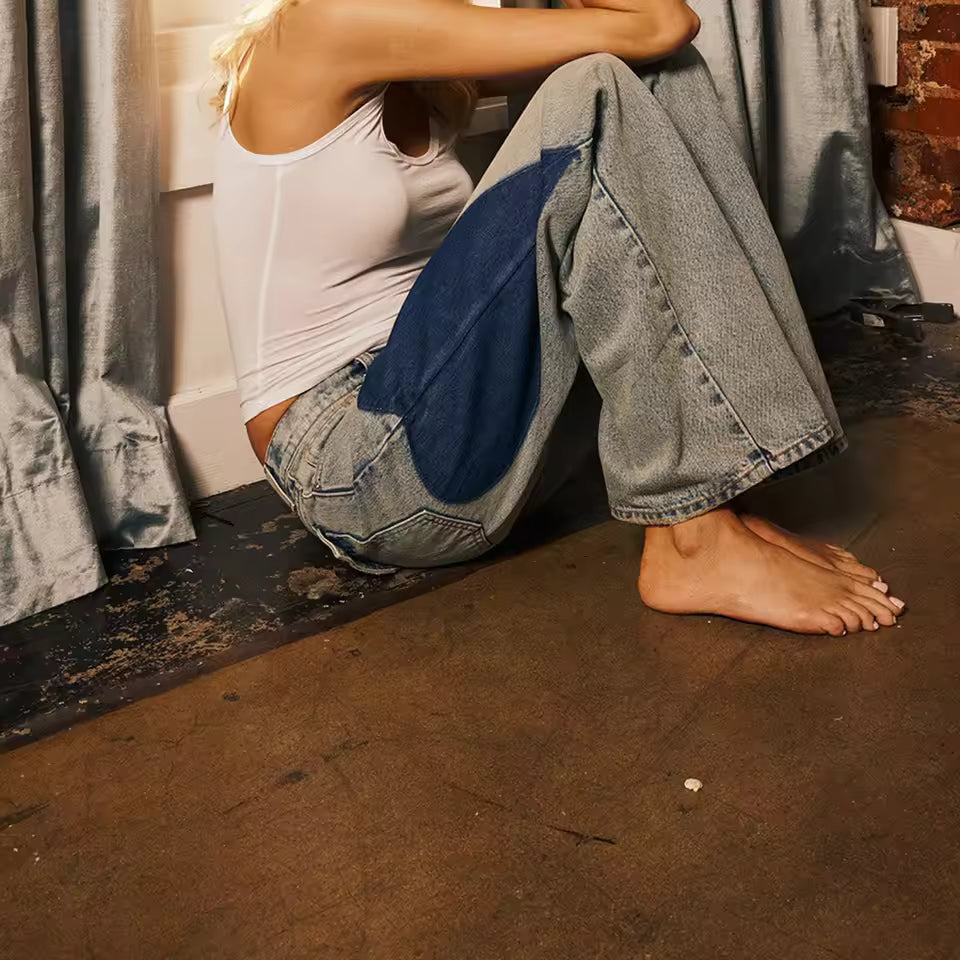 True Blue - Mid Rise Wide Leg Jeans Light Blue Wash