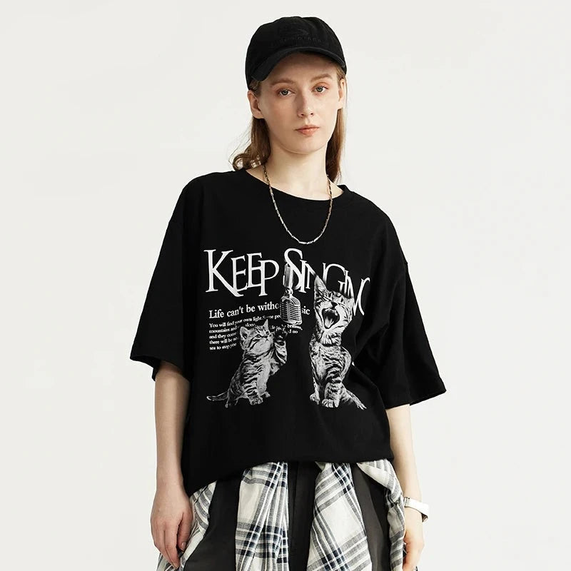 "Keep Singing" - Oversized Drop Shoulder T-shirt