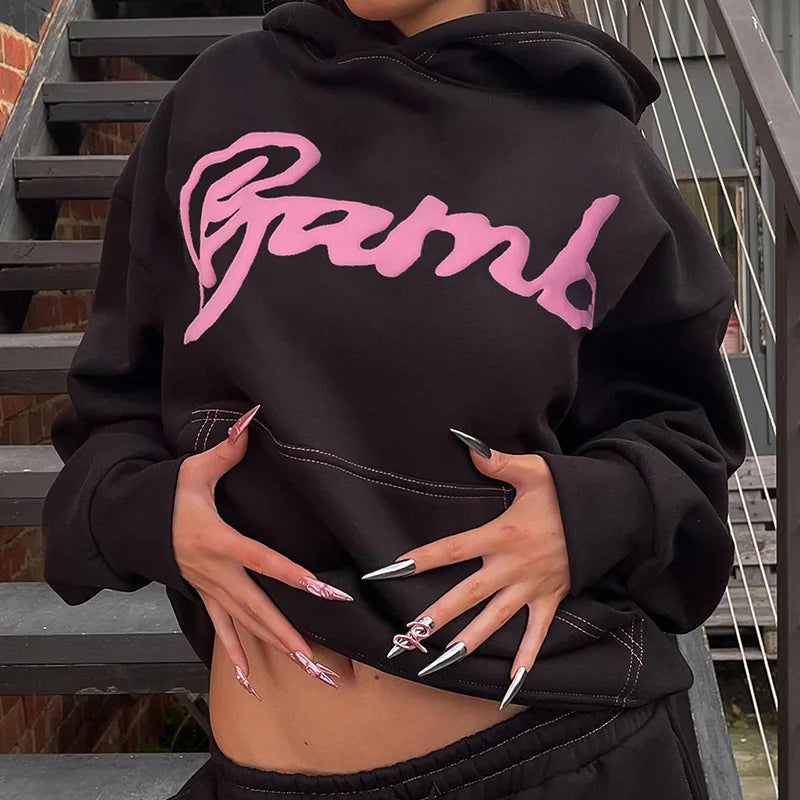 Y2k Letter Print Graphic Hoodie