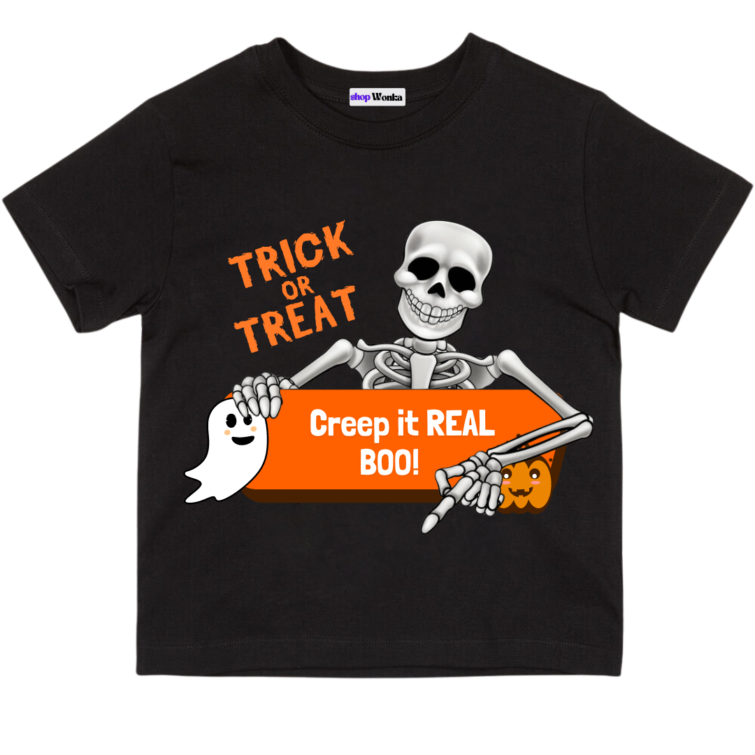Trick or treat, halloween, customisable kids t-shirt, 100% cotton,