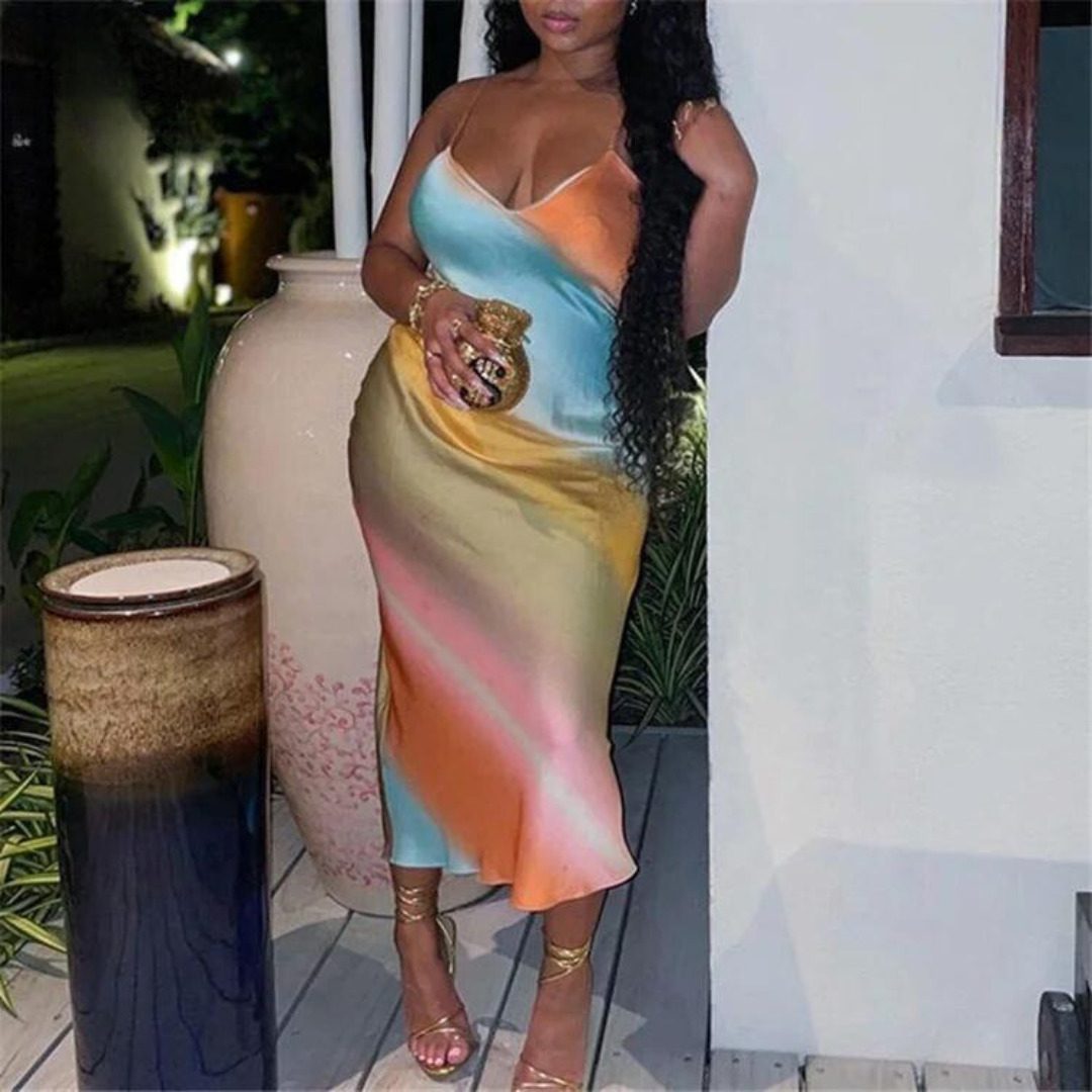 The Sundown Backless Slit Maxi Dress