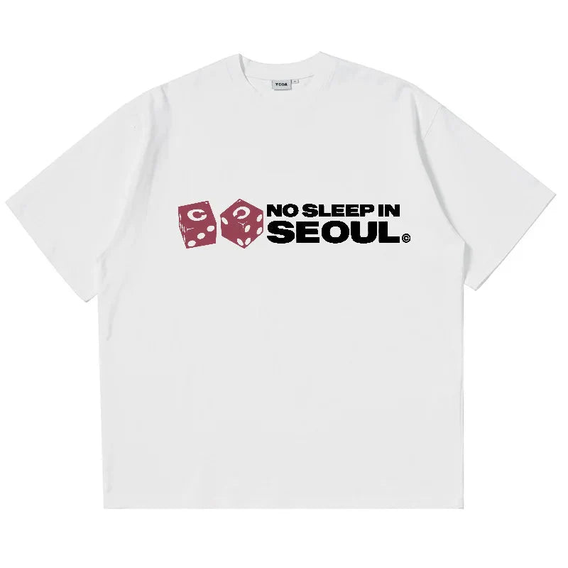 No Sleep In Seoul - Loose Fit Y2K Graphic T-shirt