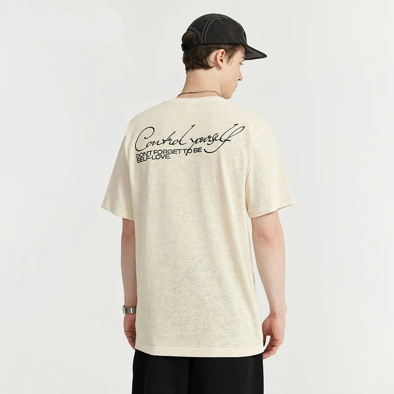 "Zen Zone" - Linen Loose Fit T-shirt, summer men's tshirt, streetwear tshirt, vintage tshirt
