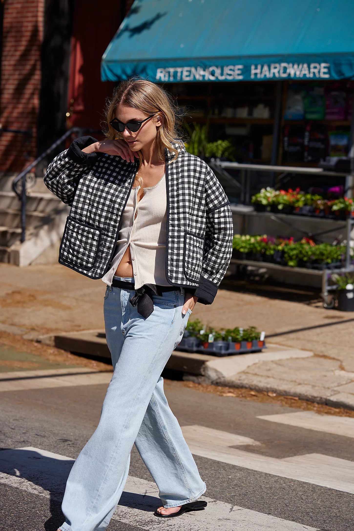 Monochrome Plaid Quilted Jacket