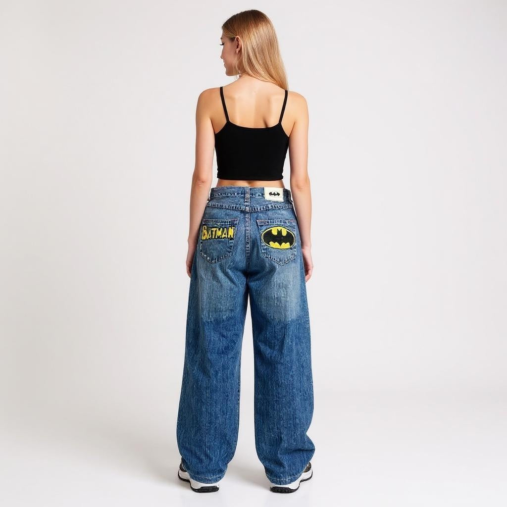 Retro Batman Embroidered Jeans