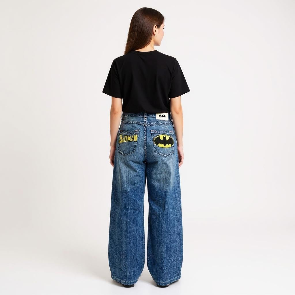 Retro Batman Embroidered Jeans