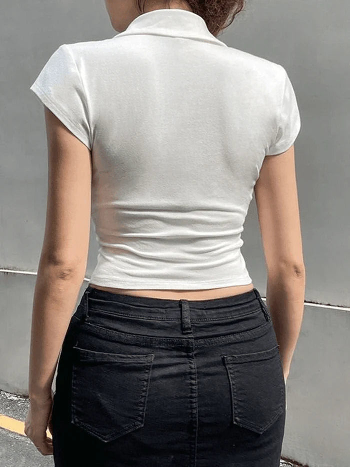 BRIDGERTON IN 2000s - Button Pocket Crop Top