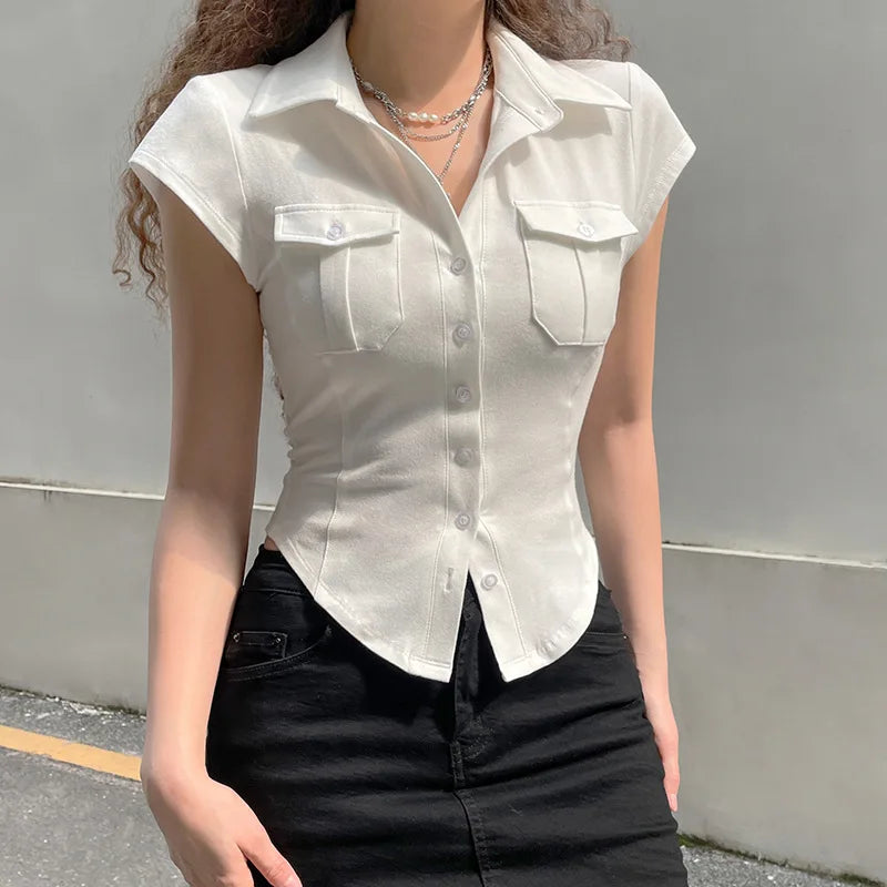 White Cut Out Women T Shirt Sleeveless Slim T Shirts Female Clothing Summer Crop Top Women
