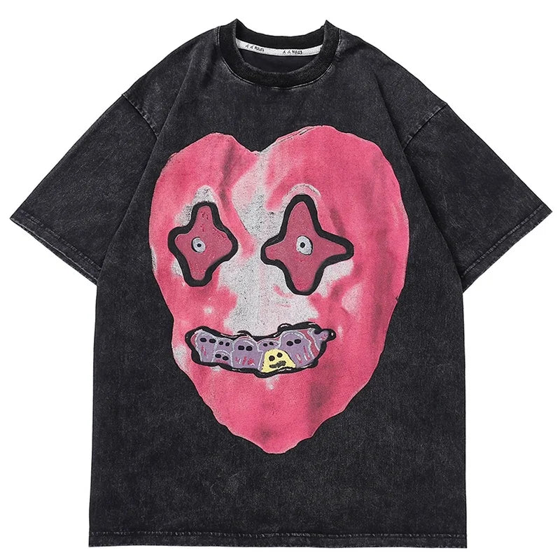 Kawaii & Ghosts Acid Wash T-Shirt, oversized tshirt, summer men's tshirt