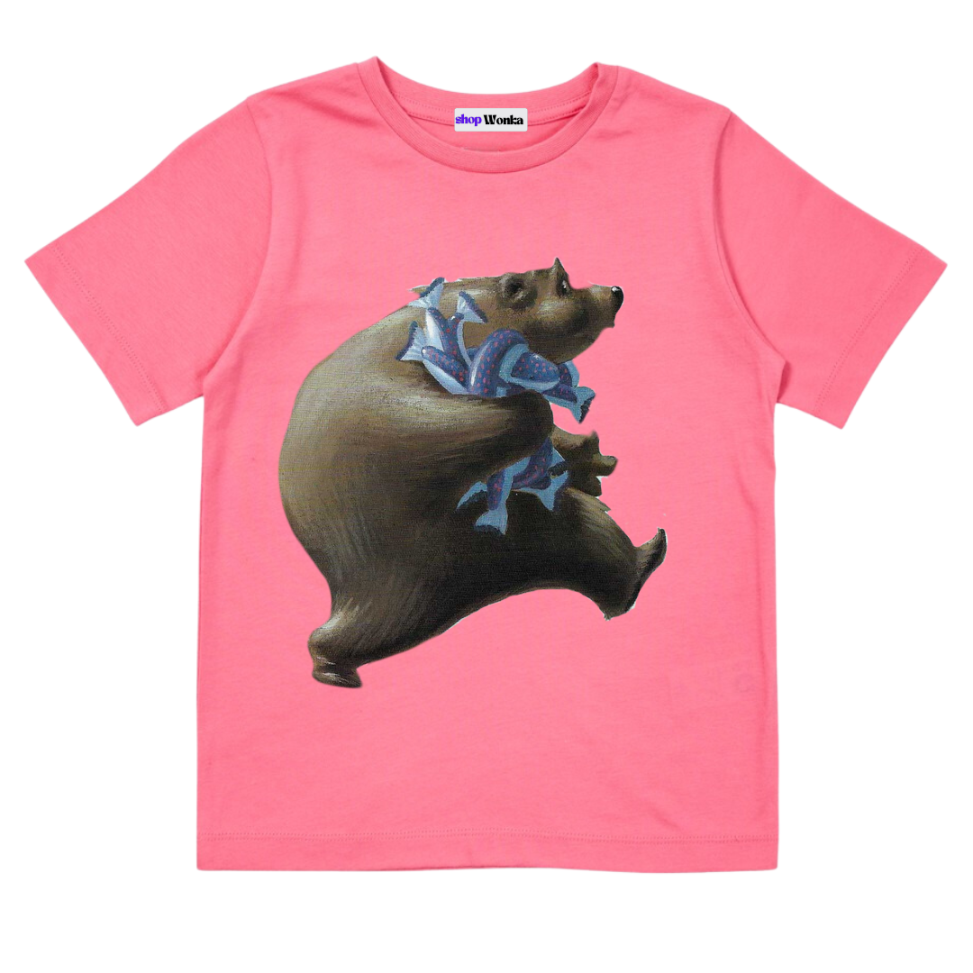 The Very Hungry Bear - Customisable Kids T-shirt (Pink)