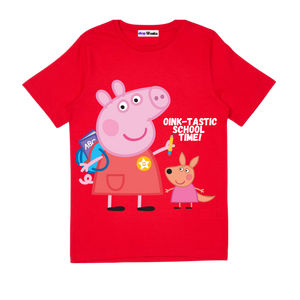 Peppa Pig School Time- Customisable Kids T-shirt (Red)