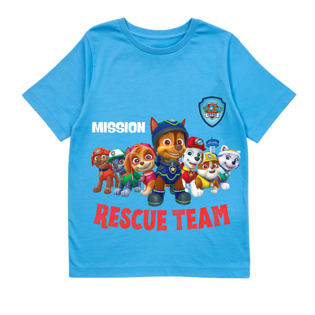 Paw Patrol Mission Rescue Team - Customisable Kids T-shirt