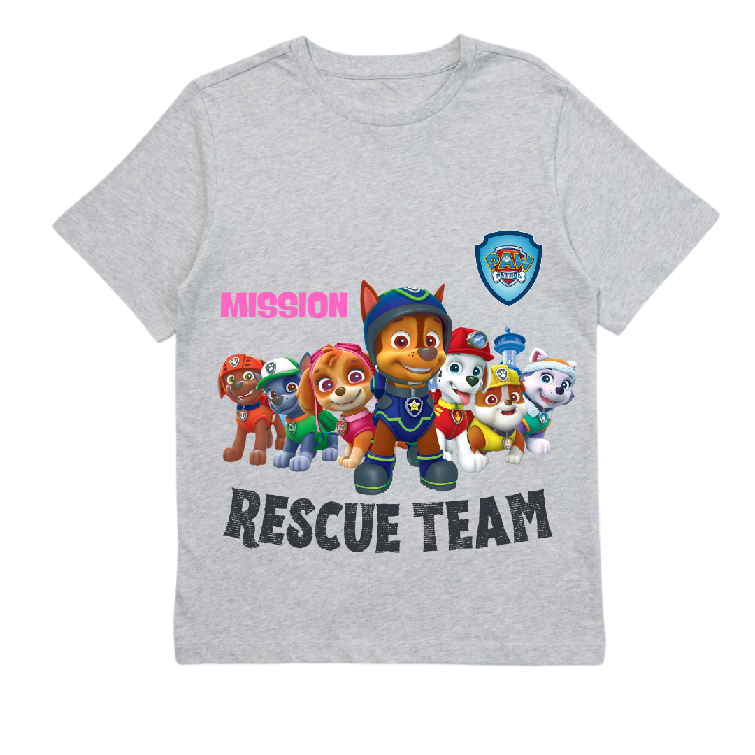 Paw Patrol Mission Rescue Team - Customisable Kids T-shirt