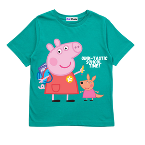 Peppa Pig School Time- Customisable Kids T-shirt (Green)