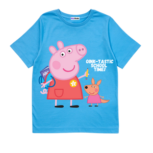 Peppa Pig School Time- Customisable Kids T-shirt (Blue)
