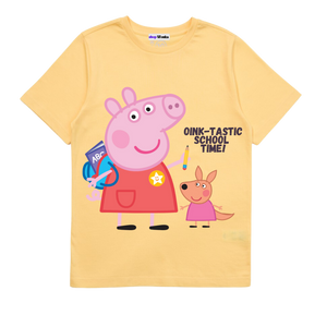 Peppa Pig School Time- Customisable Kids T-shirt (Yellow)