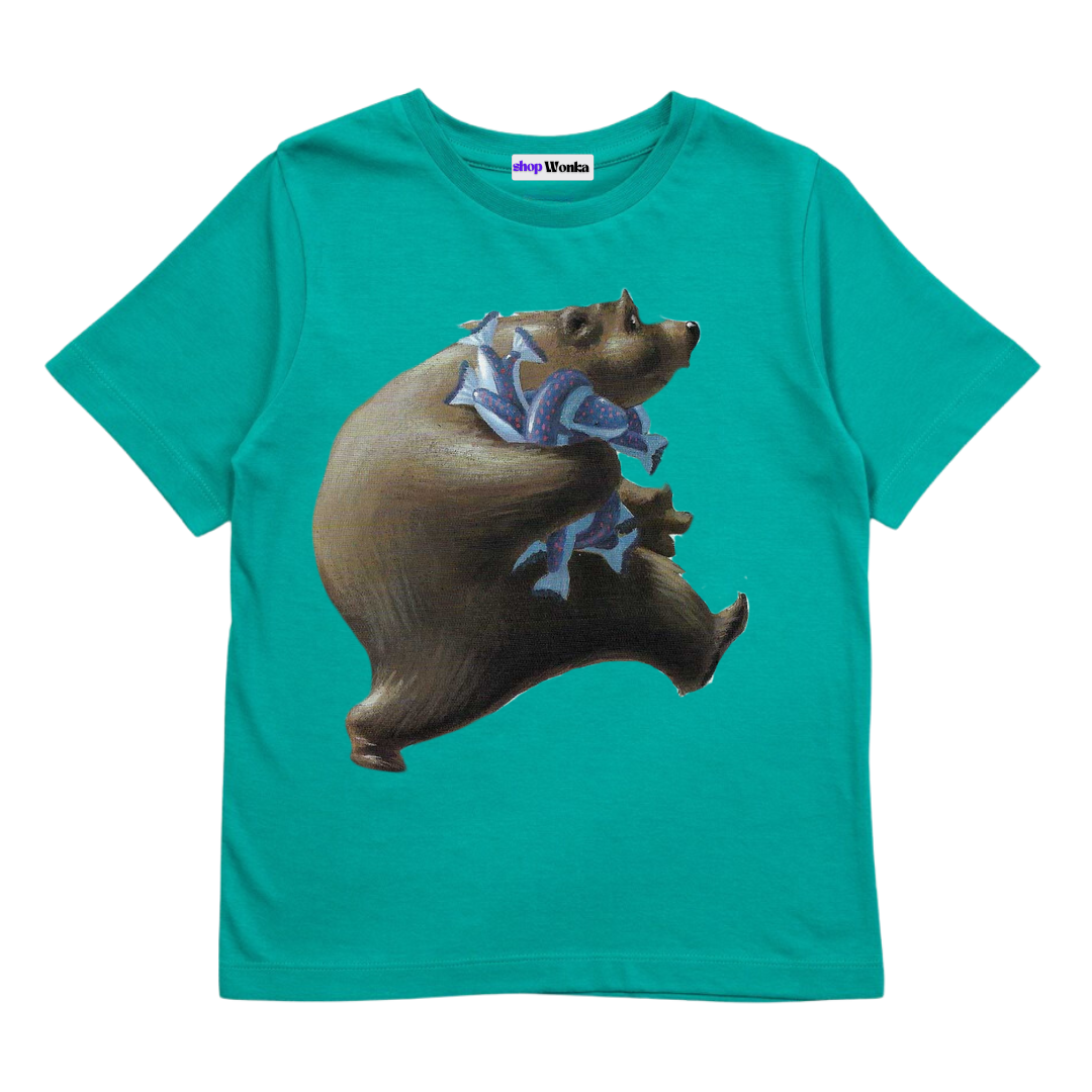 The Very Hungry Bear - Customisable Kids T-shirt (Green)
