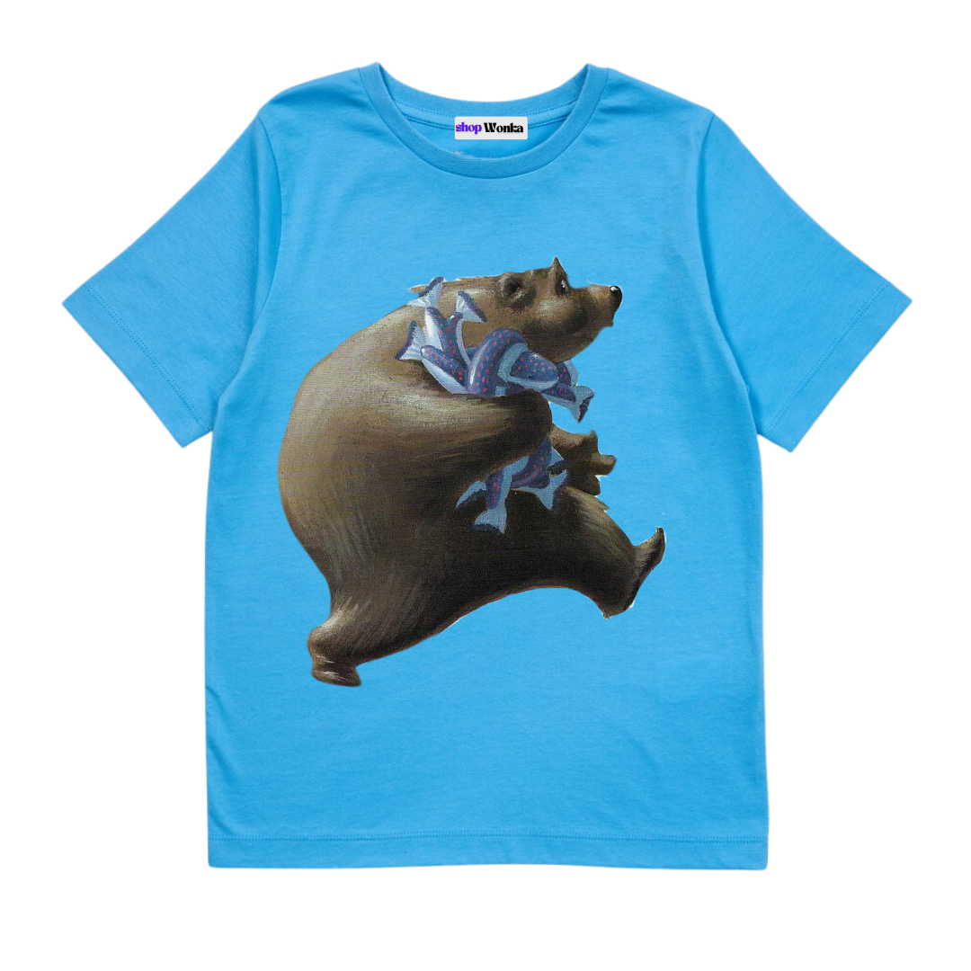 The Very Hungry Bear - Customisable Kids T-shirt (Blue)