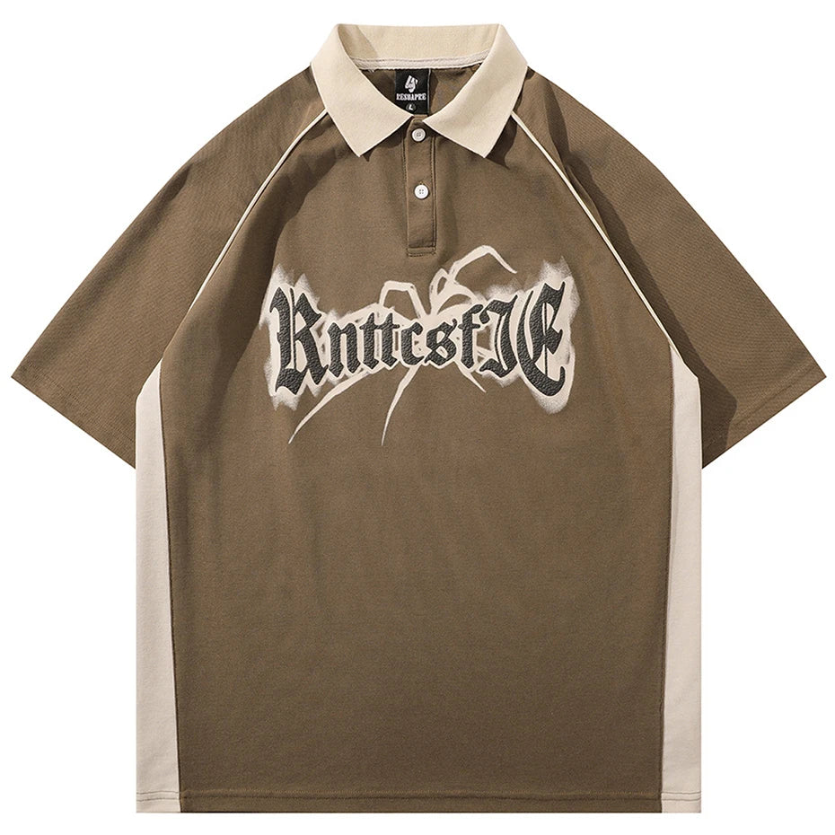 Bosavays Loose Fit Vintage Polo T-SHIRT, oversized tshirt, half buttoned tshirt