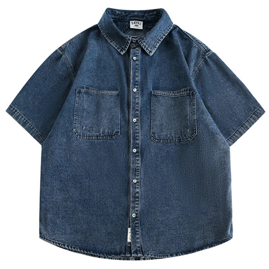 Denim Heavyweight Oversized Shirt, Summer men's shirt, Denim shirts