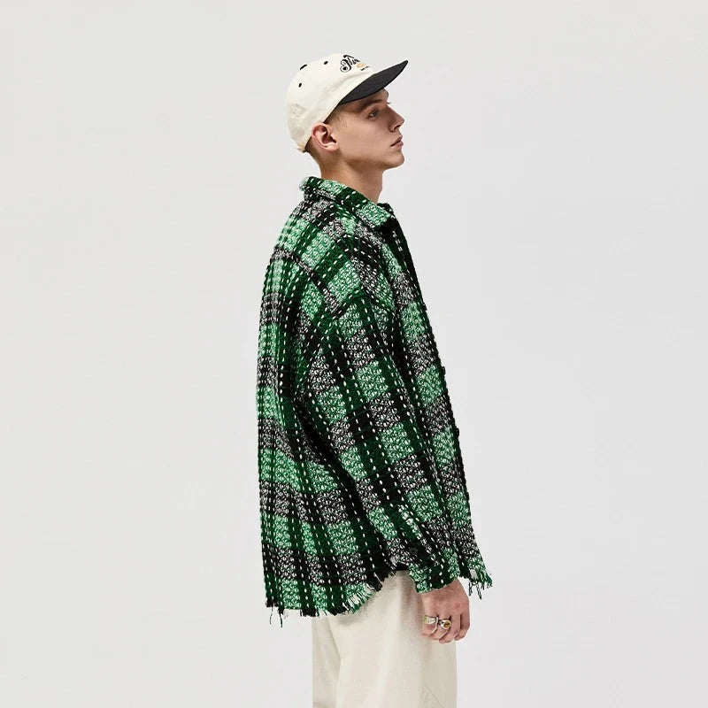 Heavyweight Tassel Plaid Flannel, Summer men's shirts, Oversized shirts