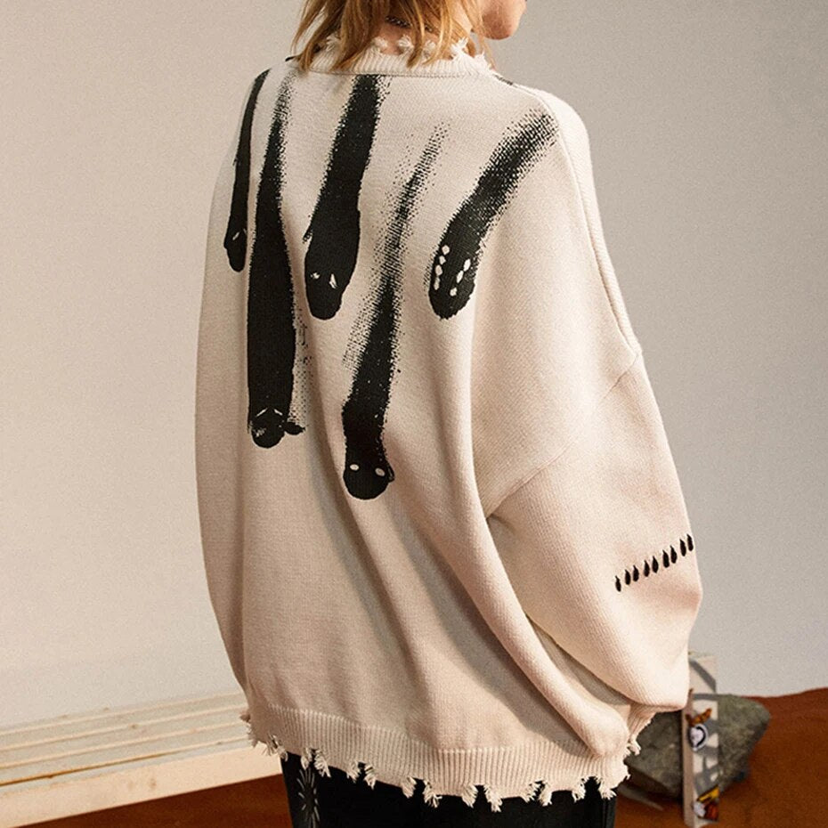 I SEE GHOSTS - Grunge Ripped Knitted Sweater – ShopWonka