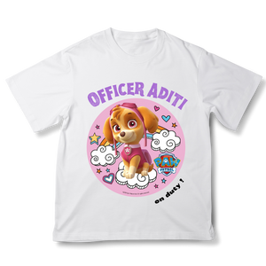 Paw Patrol customisable t-shirt, 100% cotton, t-shirt for kids, Officer on duty