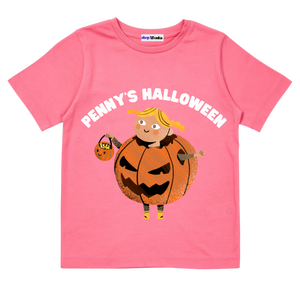 Halloween Customisable t-shirt for kids, 100% cotton, pumpkin, trick or treat